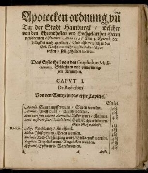 I. De Radicibus. Von den Wurzeln