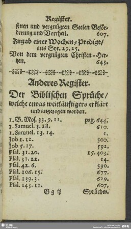 Anderes Register. Der biblischen Sprüche, welche etwas weitläufigeres erklärt und angezogen worden