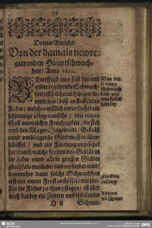 Dritter Bericht, Von der damals newregierenden Hauptschwachheit, Anno 1622