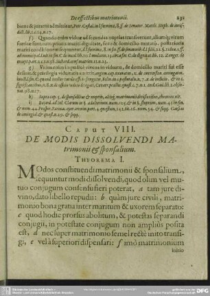 Caput VIII. De Modis Dissolvendi Matrimonii & sponsalium