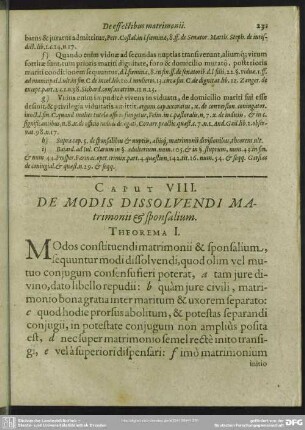 Caput VIII. De Modis Dissolvendi Matrimonii & sponsalium