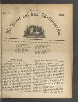 N°. 12. Dezember. 1884