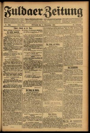 Erste Ausgabe vom Mittwoch, den 15. November 1916.