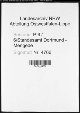 Sterberegister Standesamt Dortmund-Mengede (XIII)