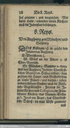 8. Reys. Von Augspurg gen Mönchen, und Saltzburg