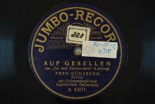 Auf Gesellen : aus "Zar und Zimmermann" / (Lortzing)