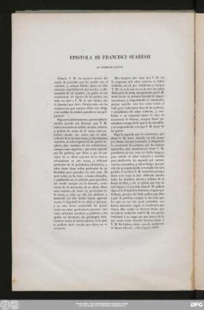 Epistola III Francisci Suaresii Ad Andream Lextan.