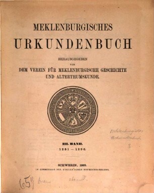 Meklenburgisches Urkundenbuch, III