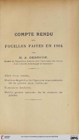 Sér. 4: Compte rendu des fouilles faites en 1904