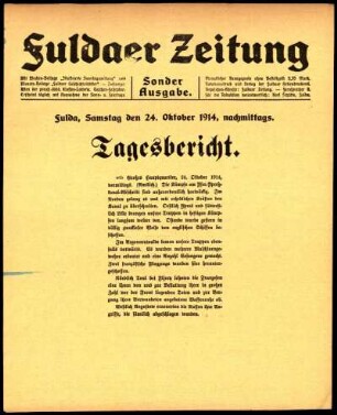 Zweite Ausgabe vom Samstag, den 24. Oktober 1914.