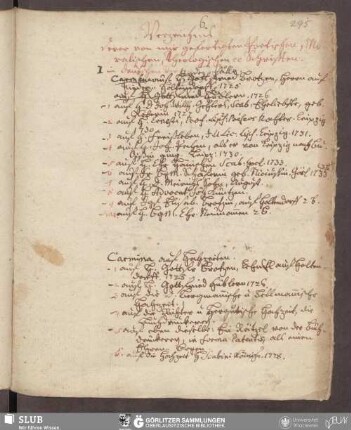 Verzeichnis derer von mir gefertigten Poetischen, Moralischen, Theologischen Schrifften