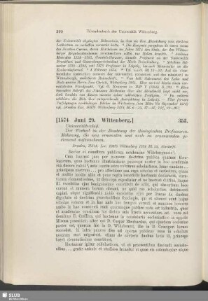 353. [1574, Juni 29. Wittenberg]