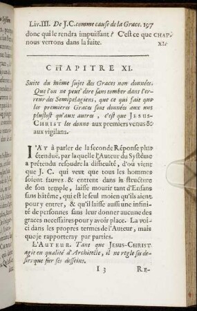 Chapitre XI. Suite du même sujet des Graces non données [...]