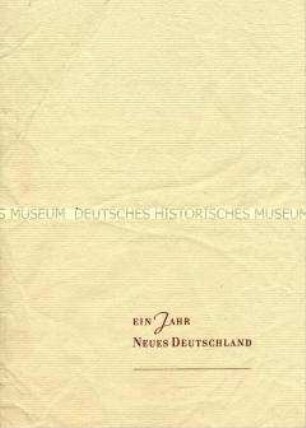 Programm zum Festakt zum einjährigen Bestehen der Zeitung "Neues Deutschland"