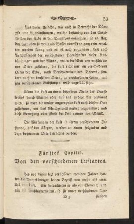 Fünftes Capitel. Von den verschiedenen Luftarten
