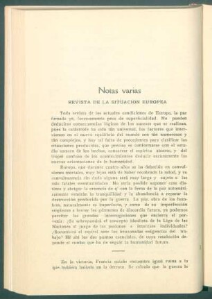 Revista de la situación europea