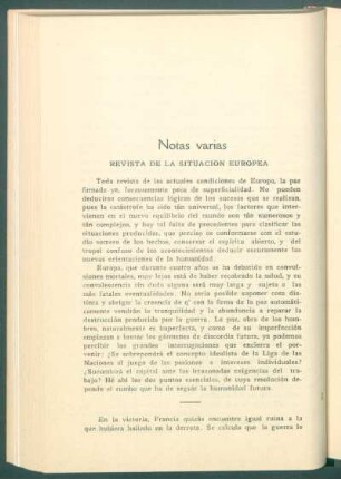 Revista de la situación europea