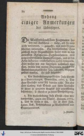 Anhang einiger Anmerkungen des Übersetzers.