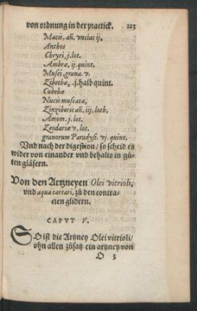 Von den Artzneyen Olei vitrioli, und aqua tartari, zu den contracten glidern. Caput V.