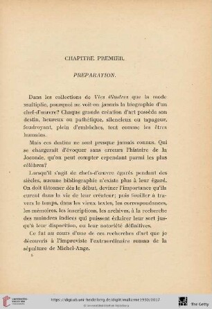 Chapitre Premier: Preparation