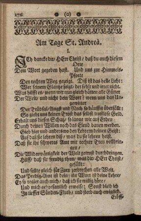 Am Tage St. Andreä. - Am Tage des Apostels Matthiä.
