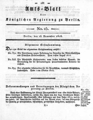 No 25, 13. November 1816