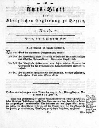 No 25, 13. November 1816