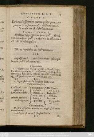 Caput V. De causâ efficiente minus principali, impulsiva & instrumentali: aliisque nonnullis causae per se distributionibus.