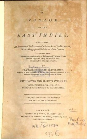 A voyage to the East Indies: containing an account of the manners, customs ... of the natives : with a geographical description of the country
