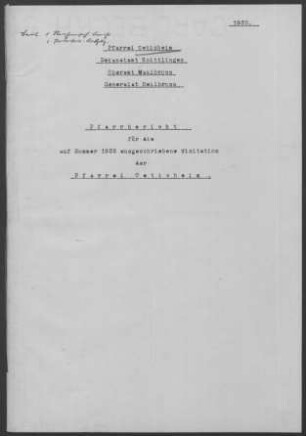 Ötisheim mit Corres und Schönenberg: Pfarrbericht 1932