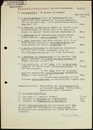 W o c h e n - B e r i c h t zum Arbeitsprogramm