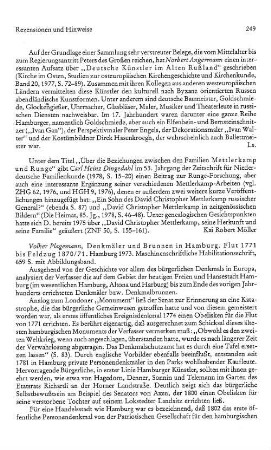 Plagemann, Volker :: Denkmäler und Brunnen in Hamburg, Flut 1771 - Feldzug 1870/71, maschinenschriftliche Habilitationsschrift : Hamburg, 1973