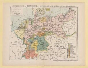 Politische Karte von Deutschland, Östreich, Schweiz, Belgien, und den Niederlanden