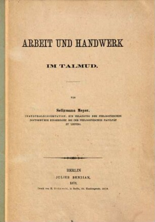 Arbeit und Handwerk im Talmud