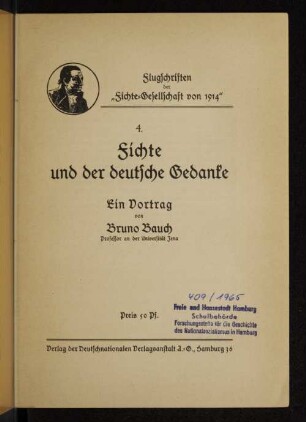 Fichte und der deutsche Gedanke : ein Vortrag