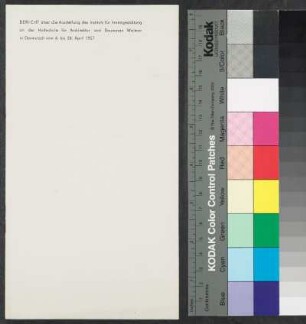Bericht über die Ausstellung des Instituts für Innengestaltung an der Hochschule für Architektur und Bauwesen Weimar in Darmstadt, [Institut für Neue Technische Form] vom 6. bis 28. April 1957
