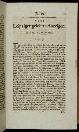 No. 49. Den 19ten Junius 1789.