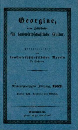 Neunundzwanzigster Jahrgang, 1852. Fünftes Heft. September und Oktober.
