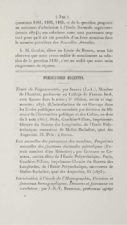 Publication récentes.