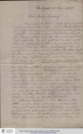 Brief vom 14.11.1920