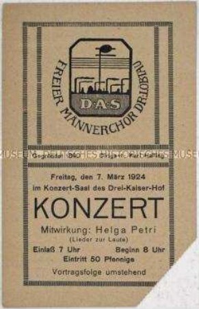 Programm zu einem Chorkonzert mit dem Freien Männerchor Dresden-Löbtau