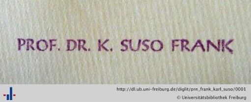 [Provenienz]: Frank, Karl Suso