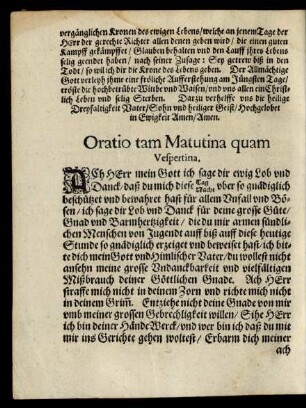 Oratio tam Matutina quam Vespertina.