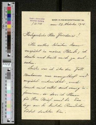 Brief an Dr. Georg Friederici