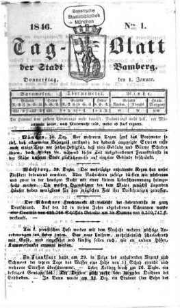 Tag-Blatt der Stadt Bamberg. 1846, 1846