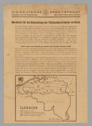 "Merkblatt für die Behandlung der flämischen Arbeiter"