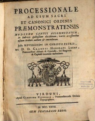 Processionale ad usum sacri et canonici ordinis Praemonstratensis