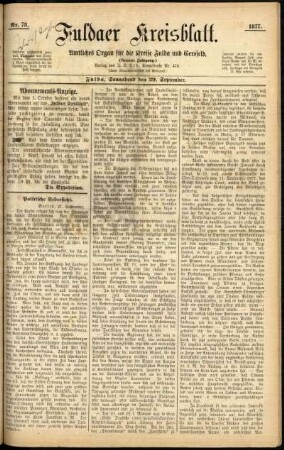 Ausgabe vom Samstag, den 29. September 1877.