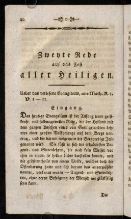 20-46, Zweyte Rede auf das Fest aller Heiligen