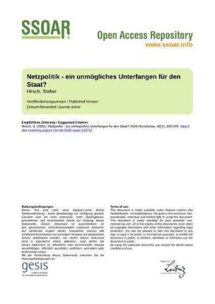 Netzpolitik - ein unmögliches Unterfangen für den Staat?